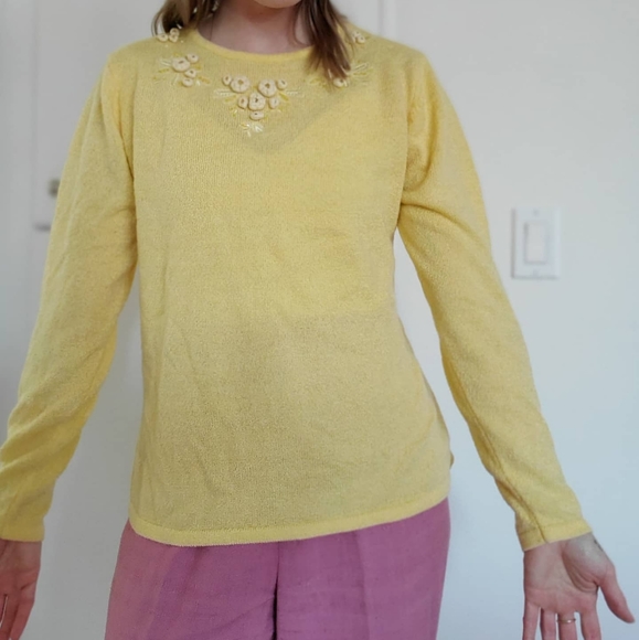 Vintage Yellow Long Sleeve Acrylic Knit - Picture 7 of 7